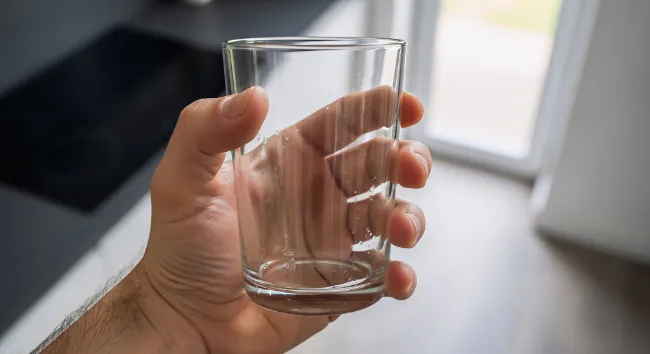 コップを利用して自分の口臭を確認するイメージ