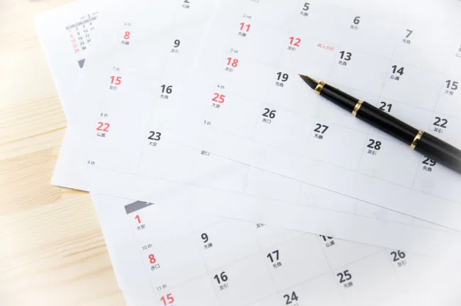 PMTCを受ける頻度をしめすカレンダー